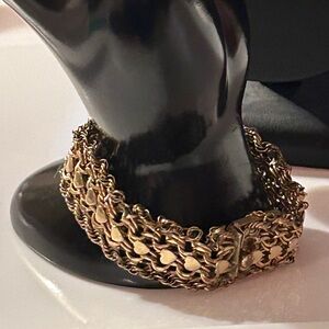 Vintage HEART Rhythm Company 12k Gold Filled Cable Link Textured Charm Bracelet